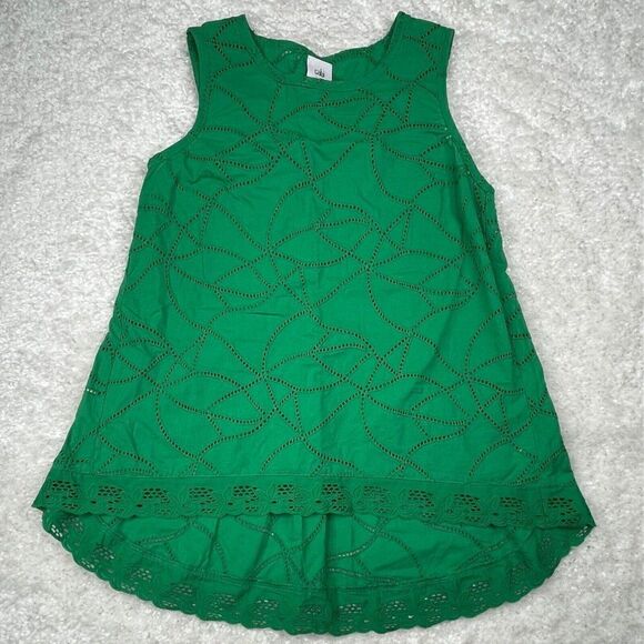 Cabi Gemma Eyelet Tank Top Kelly Green - Picture 2 of 9